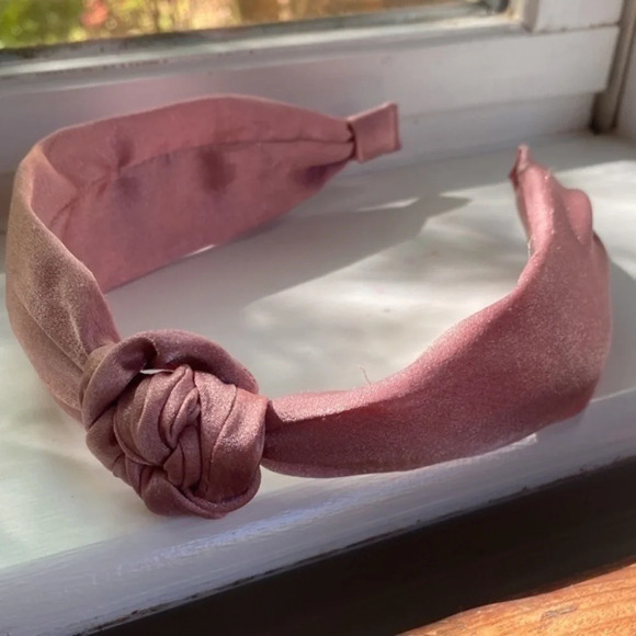 Anthropologie Pink Knotted Satin Headband - Picture 1 of 4